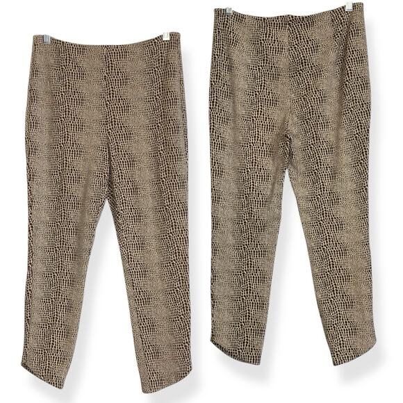 Edgy Snake Print Mob Wife Pants L Crop Legging Slinky Knit Pull-On Tummy-Shaping - Picture 5 of 16